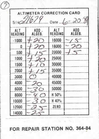 altimeter correction